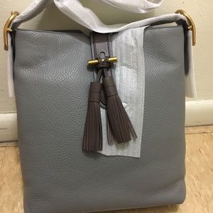 Anne Klein Sofia Leather Tassel Hobo Bag